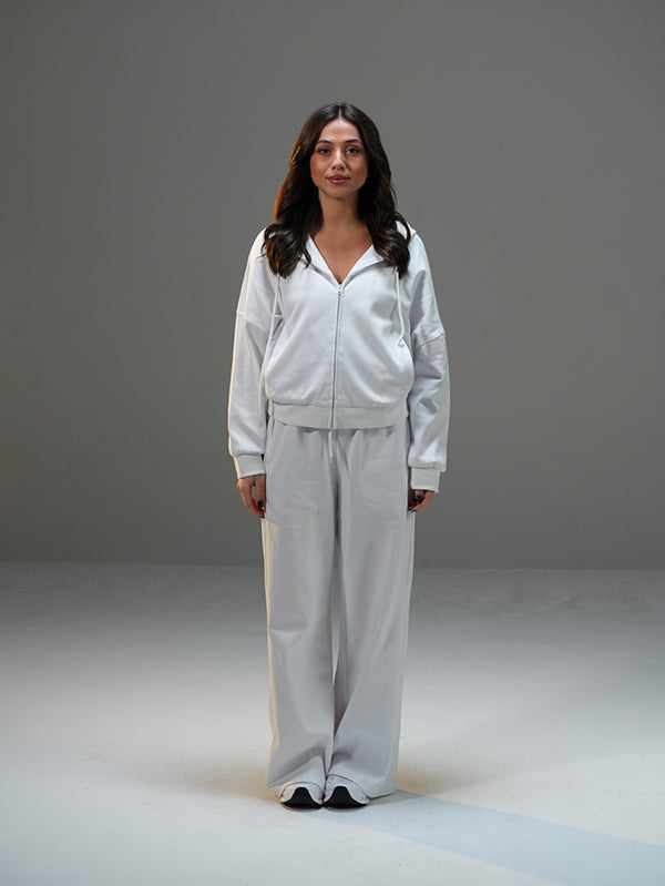 Set Cropped Jacket with Wide Leg Pant